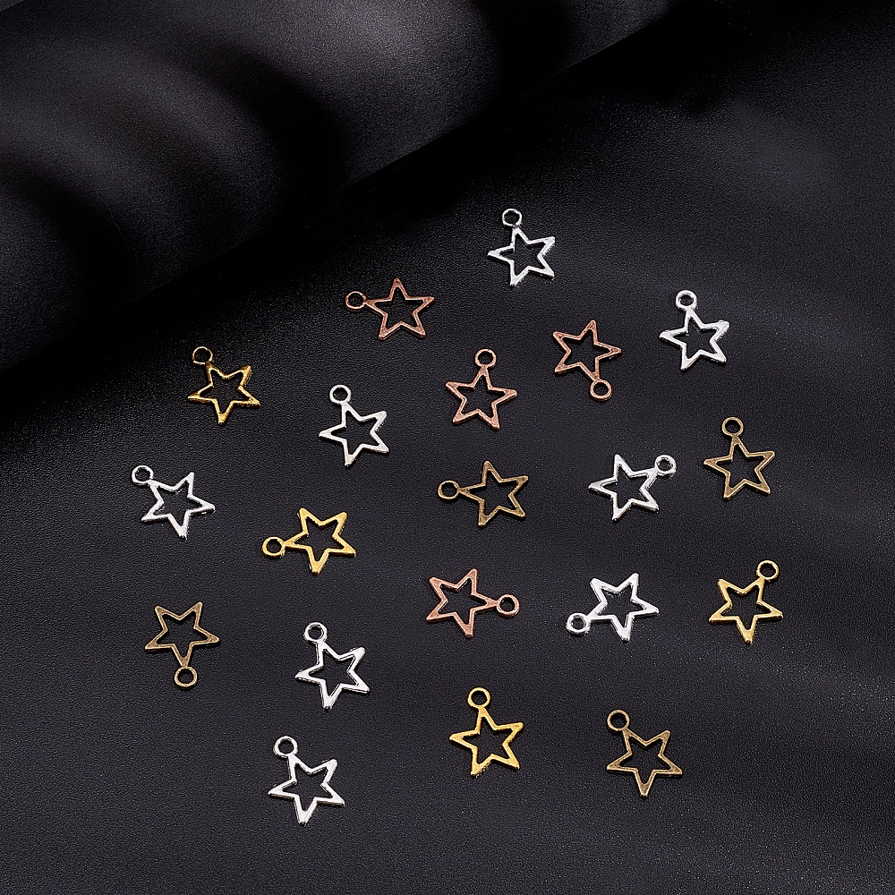 250Pcs Hollow Star Pendants 12mm for DIY Bracelets Necklace Making